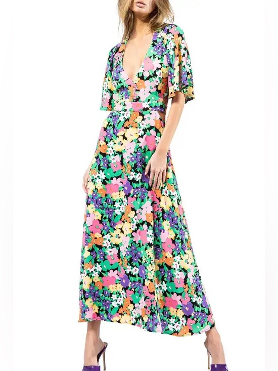 AFRM Dresses & Skirts - AFRM Floral V-Neck Maxi Dress With Side Cutouta in Multicolor   NWOT